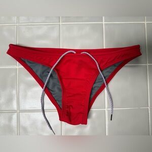 Jolyn Red Swim Bottoms with Drawstring